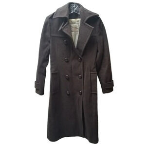 Aritzia Talula Babaton Brown Long Coat  Virgin Wool Cashmere XXS